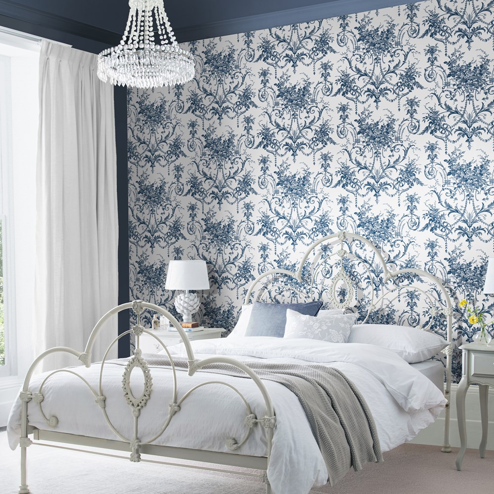 Tuileries Wallpaper 122767 by Laura Ashley in Midnight Blue